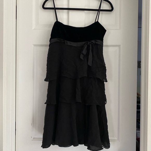Nine West Dresses & Skirts - Nine West Vintage‎ ‘90s Silk Ruffle Ribbon Black Midi Dress 10 Coquette Romantic
